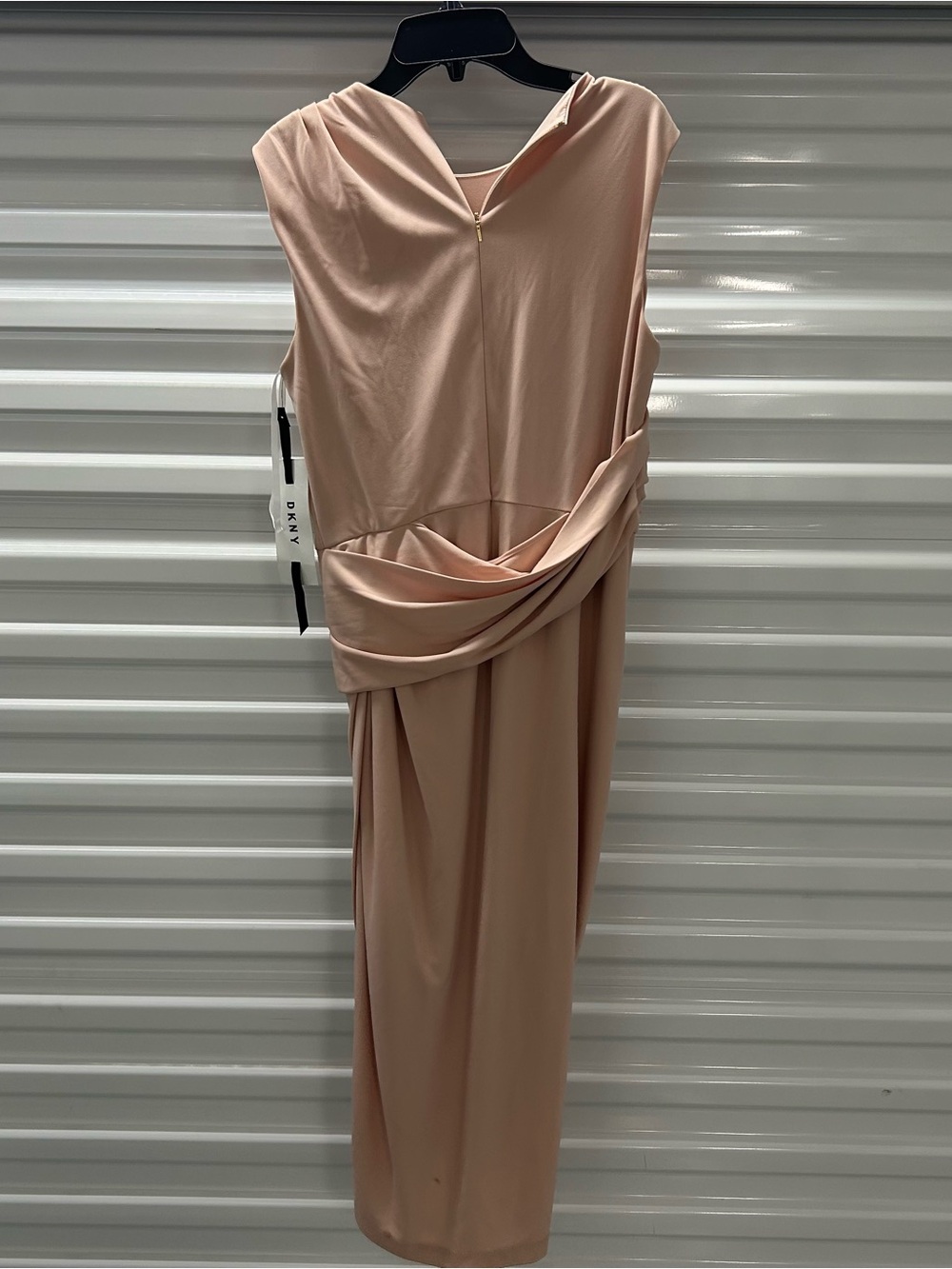DKNY Blush Beige Draped Maxi Dress
